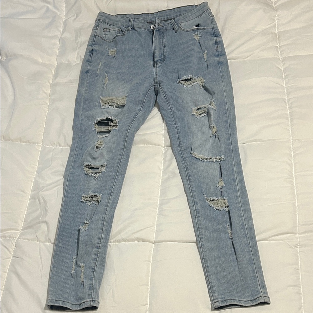 Distressed Light Blue Women's Jeans